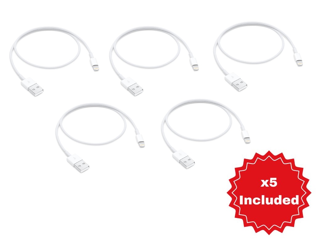 NEW Genuine Apple ME291ZM/A 0.5m Lightning to USB Cable - White - Pack of 5